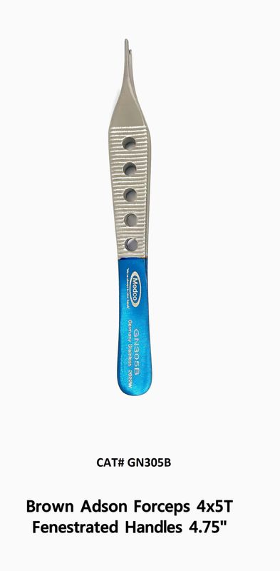 Brown Adson Tissue Forceps Blue Handle 4X5T