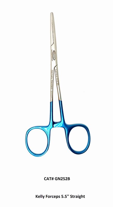 Kelly Forceps 5.5" Blue Handles Straight