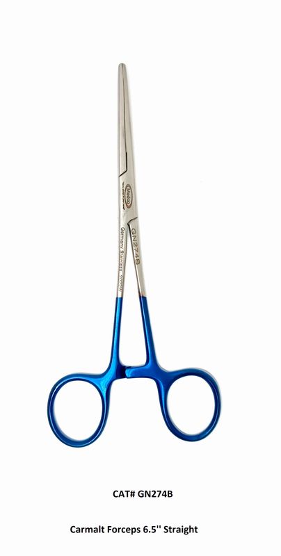 Carmalt Forceps 6.5" Blue Handles Straight