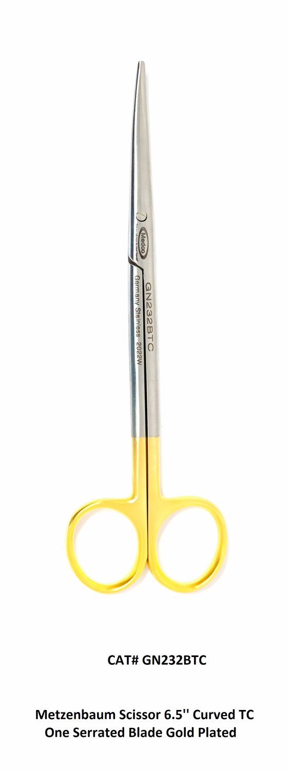 Metzenbaum Scissors 6.5" TC Curved One Blade Serrated