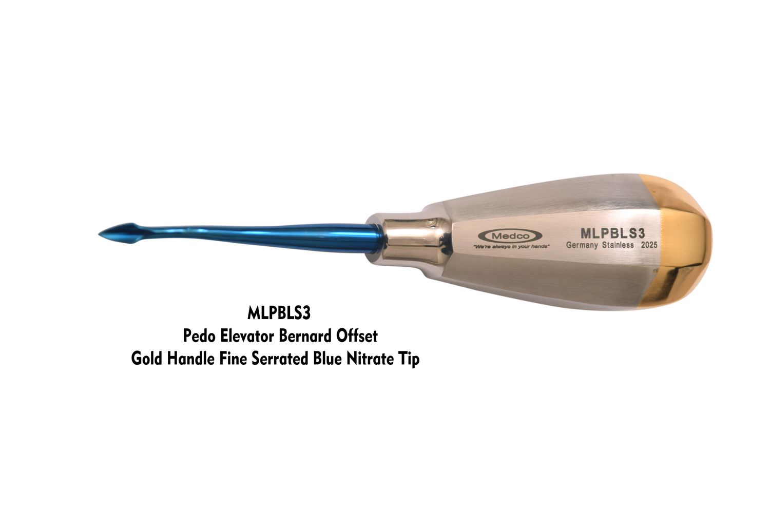 Pedo Bernard Elevator Offset Blue Nitrate Tip Serrated