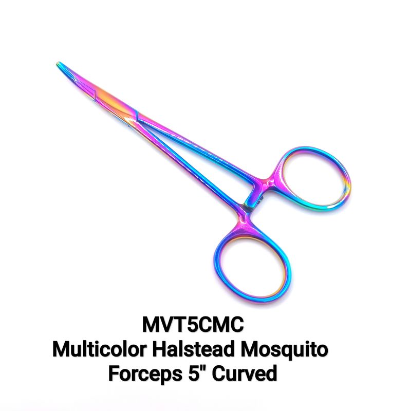 Multicolor Halsted Mosquito Forceps 5" Curved