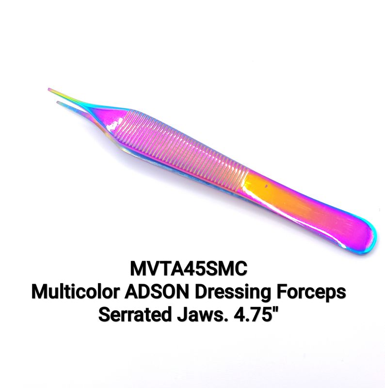 Multicolor Adson Forceps 4.75" Serrated