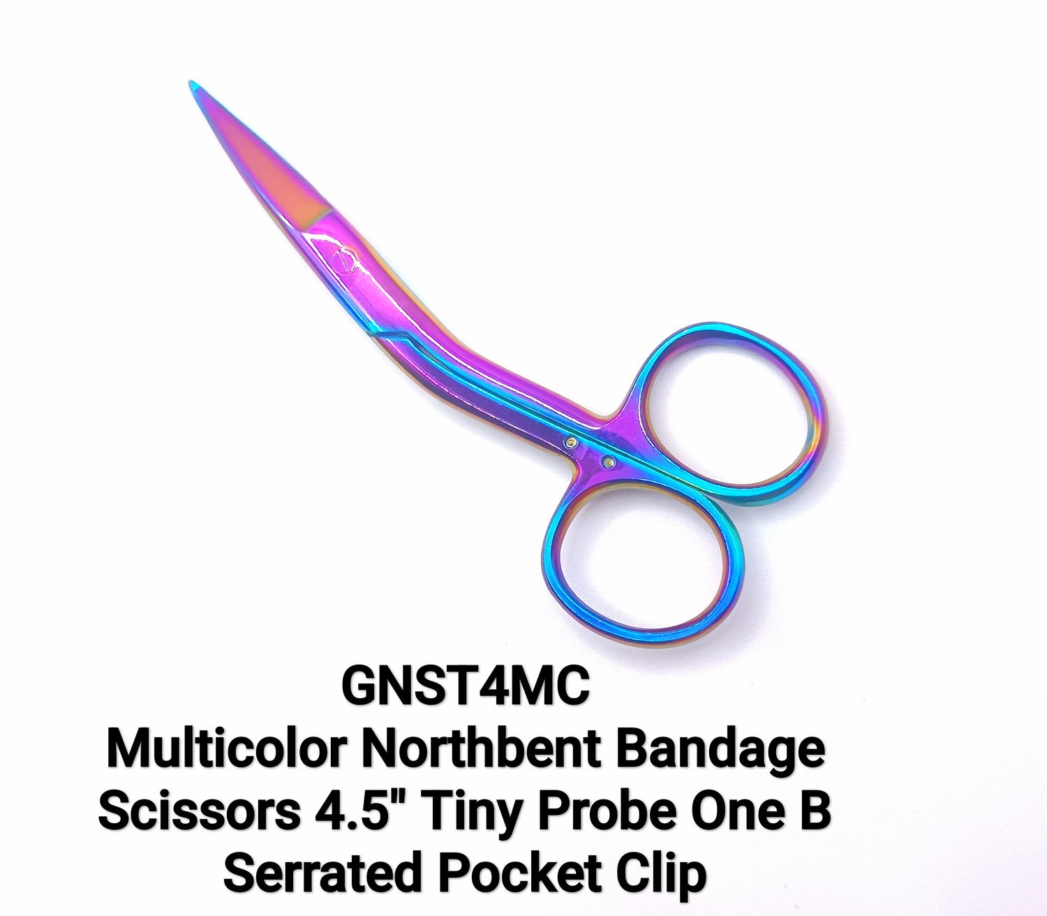 Multicolor Northbent Bandage Scissors 4.5" Tiny Probe One Blade Serrated