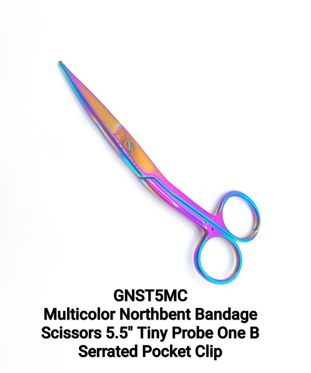 Multicolor Northbent Bandage Scissors 5.5" Tiny Probe One Blade Serrated