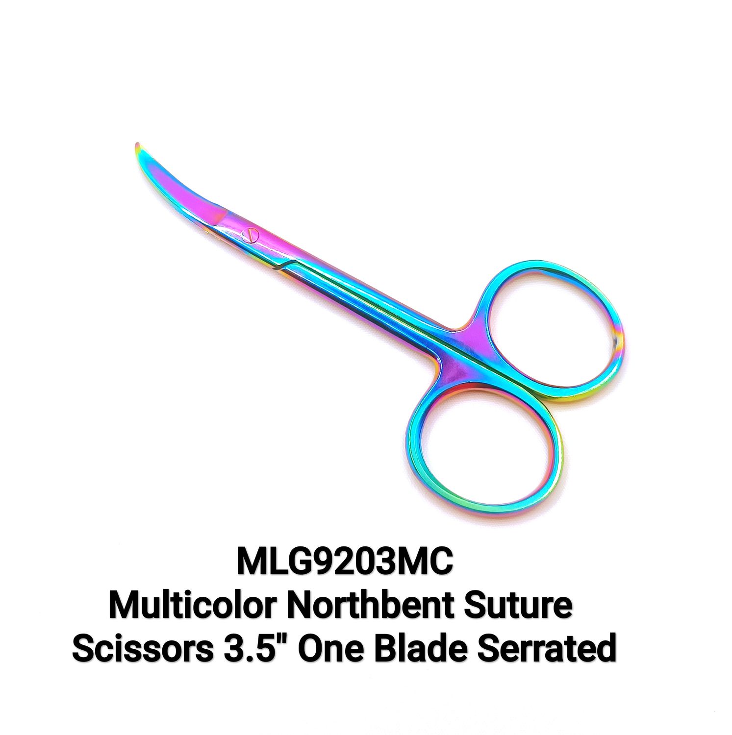 Multicolor Northbent Suture Scissors 3.5" One Blade Serrated