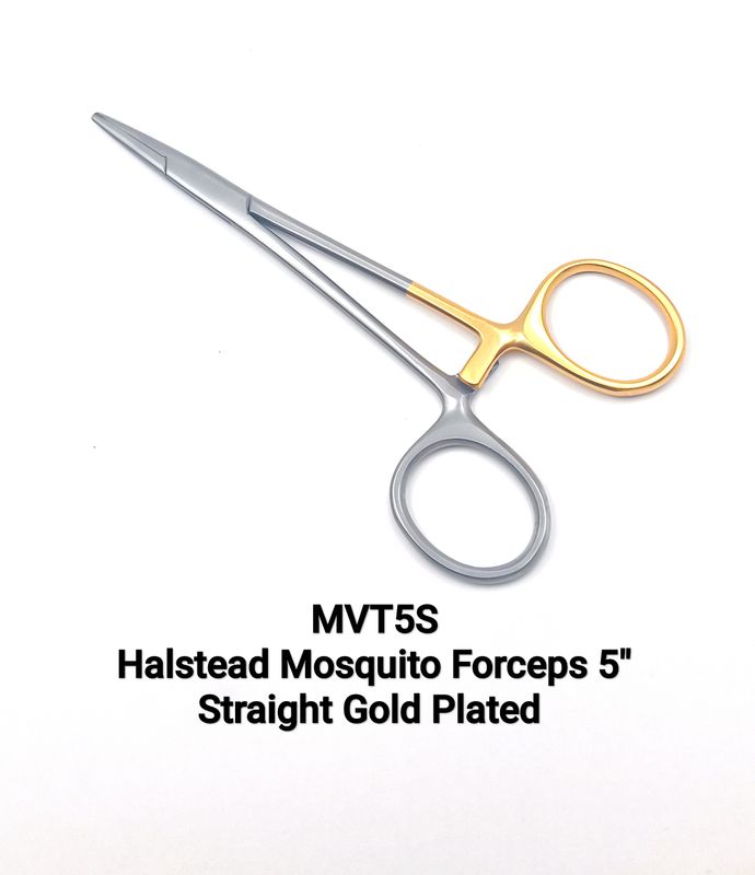 Halsted Mosquito Forceps 5" Straight One Gold Ring