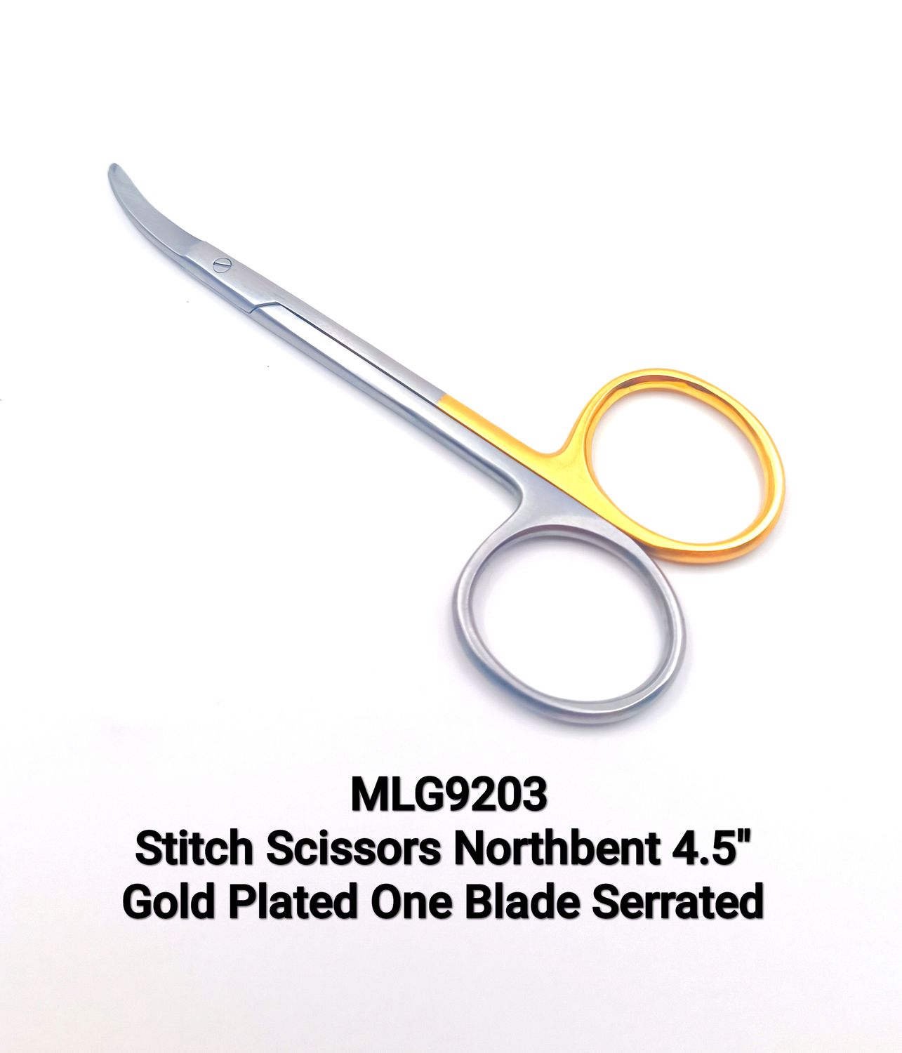 Stitch Scissors Northbent 4.5" One Gold Ring &amp; One blade Serrated