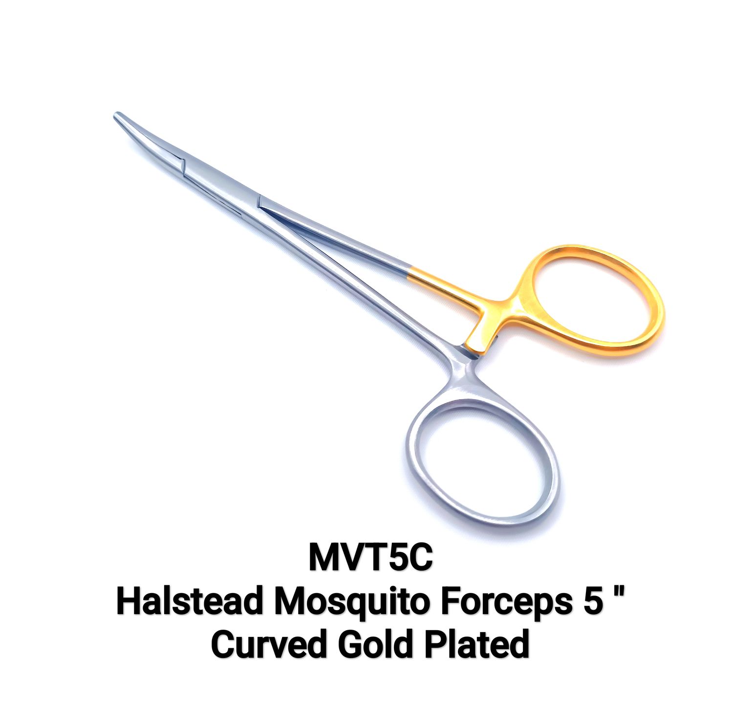 Halstead Mosquito Forceps 5" Curved One Gold Ring