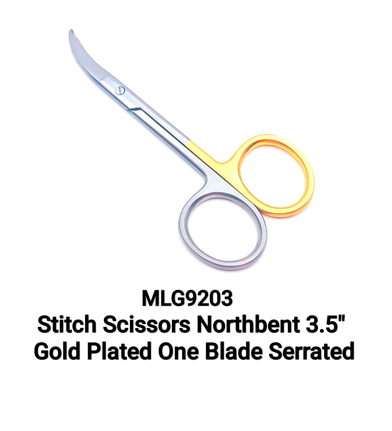 Stitch Scissors Northbent 3.5" One Gold Ring &amp; One blade Serrated
