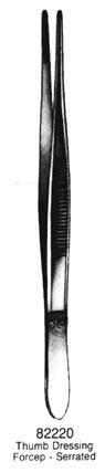 Thumb Dressing Forceps Serrated 6&quot;