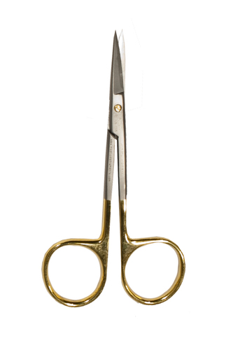 Iris Scissors, 4.5" TC Jaws, 1 Blade Serrated Curved