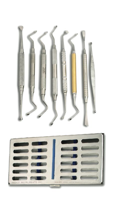 Surgical Curette Spoon Set with Metal Case