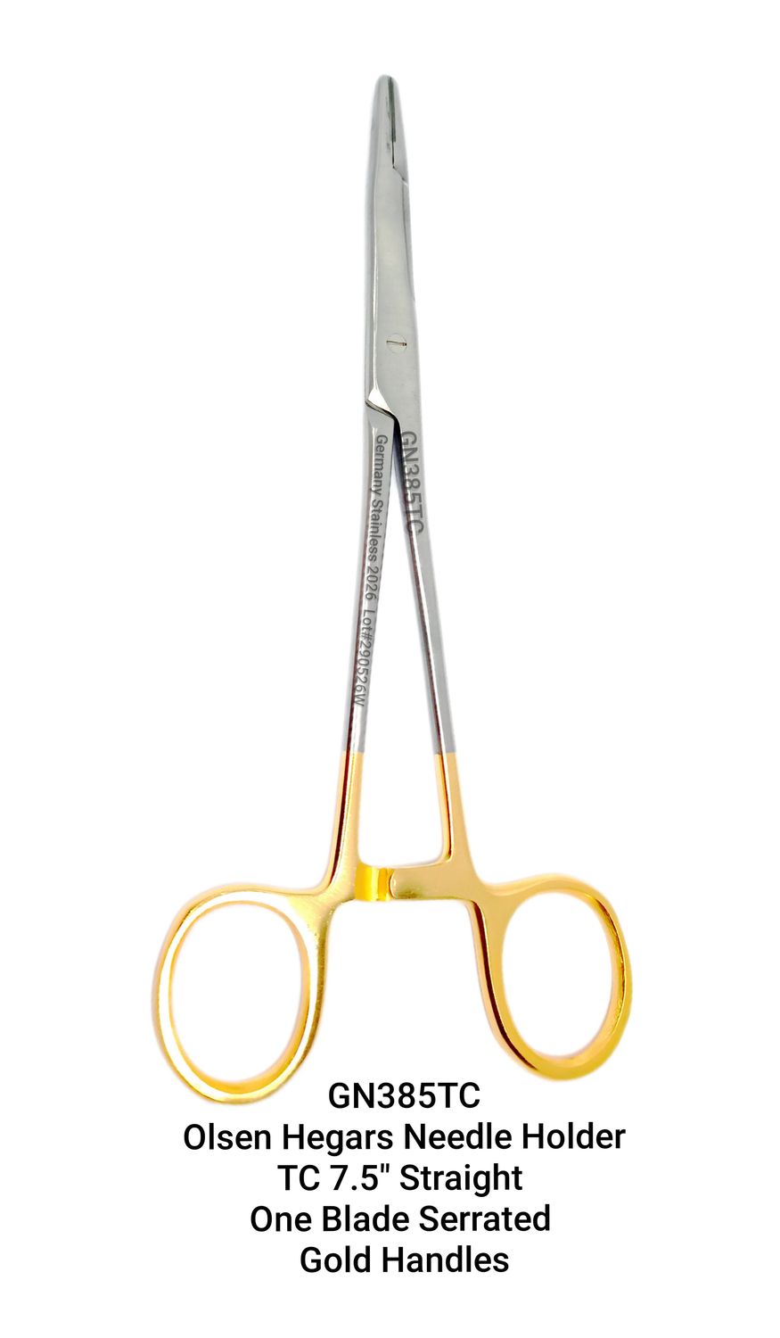 Olsen Hegar Needle Holder / Scissor 7.5" TC Jaws One Blade Serrated