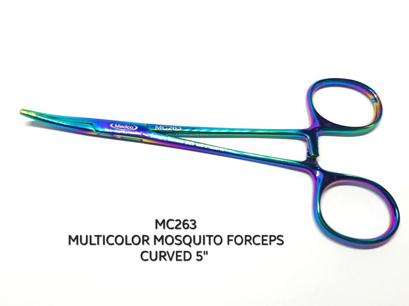 Mosquito Hemostat Forceps 5" Curved Multicolor