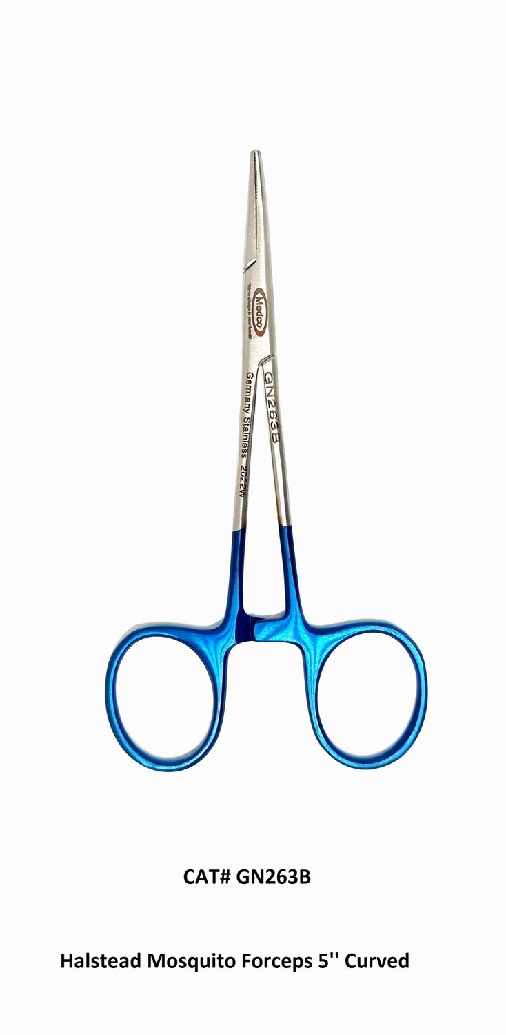 Mosquito Forceps 5" Curved Blue Handles