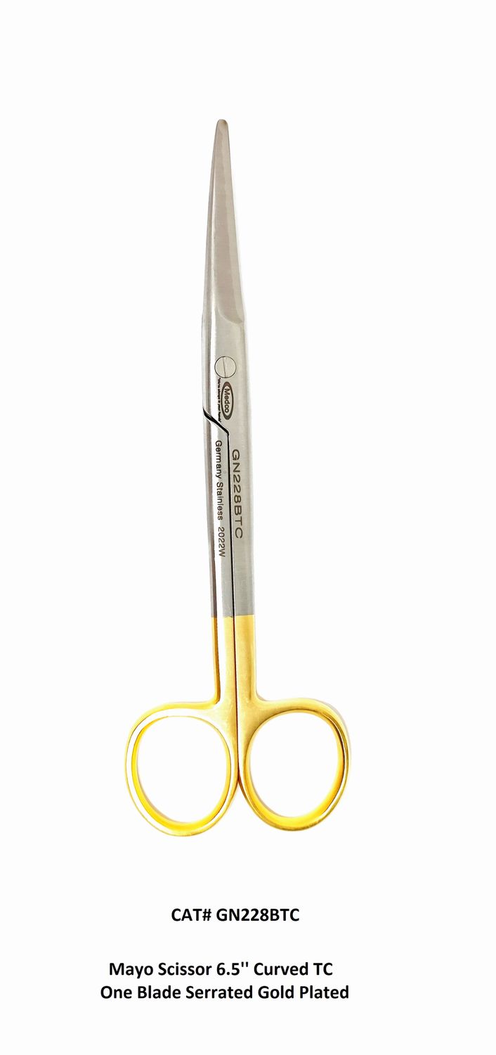 Mayo Scissors 6.5"TC Curved One Blade Serrated