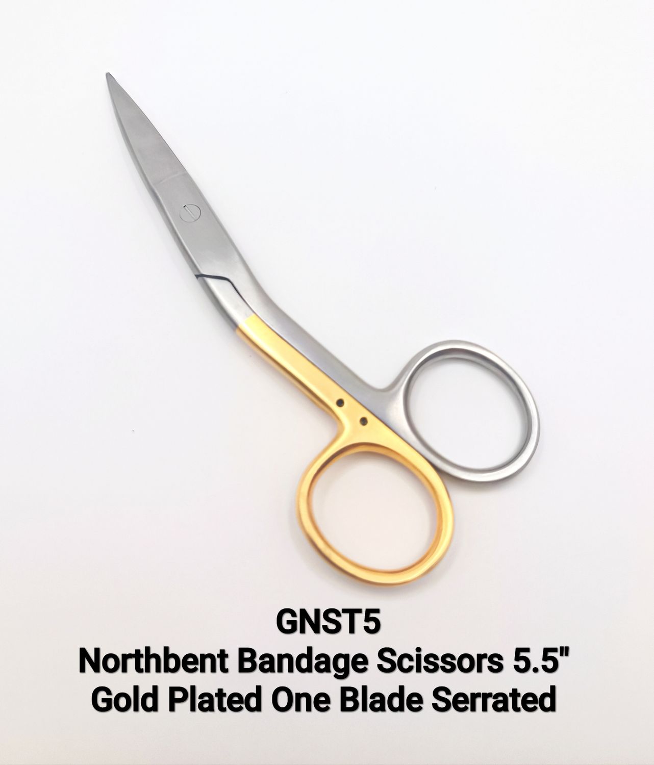 Northbent Bandage Scissor 5.5" One Gold Handle &amp; One Blade Serrated
