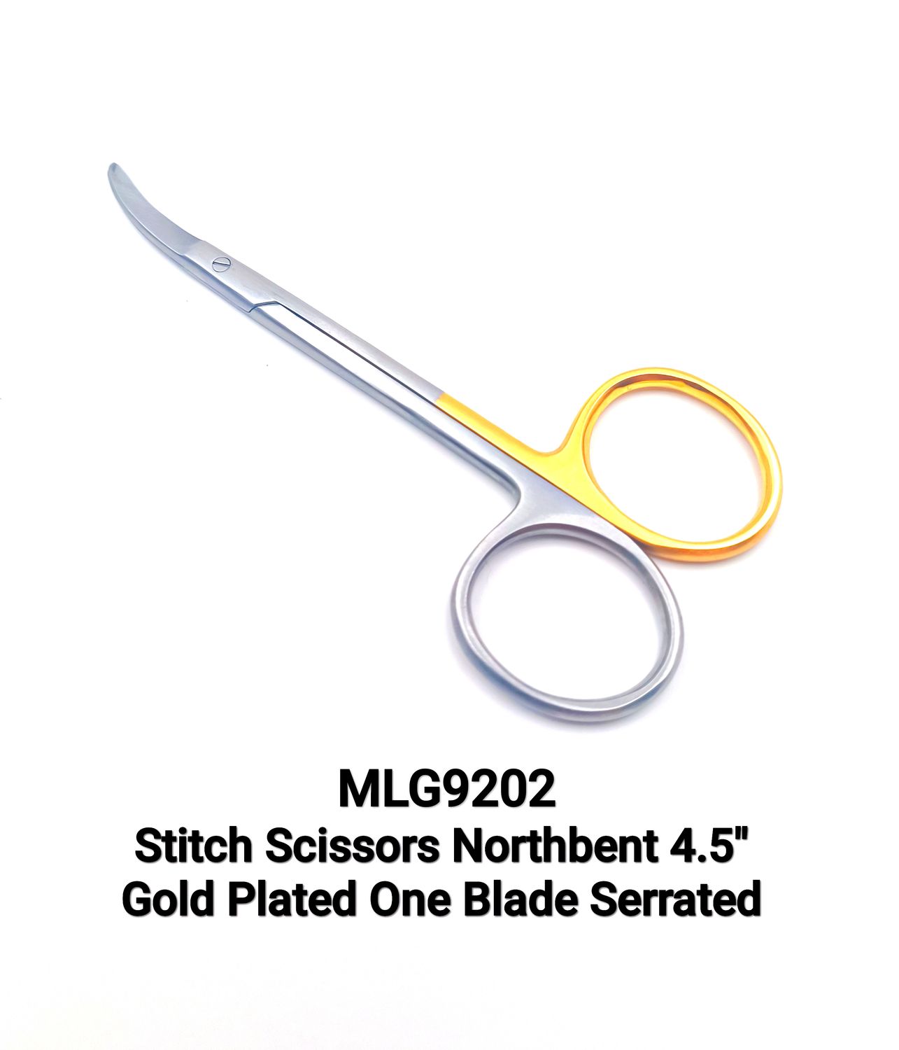 Stitch Scissor Northbent 4.5" Gold handle one Blade Serrated