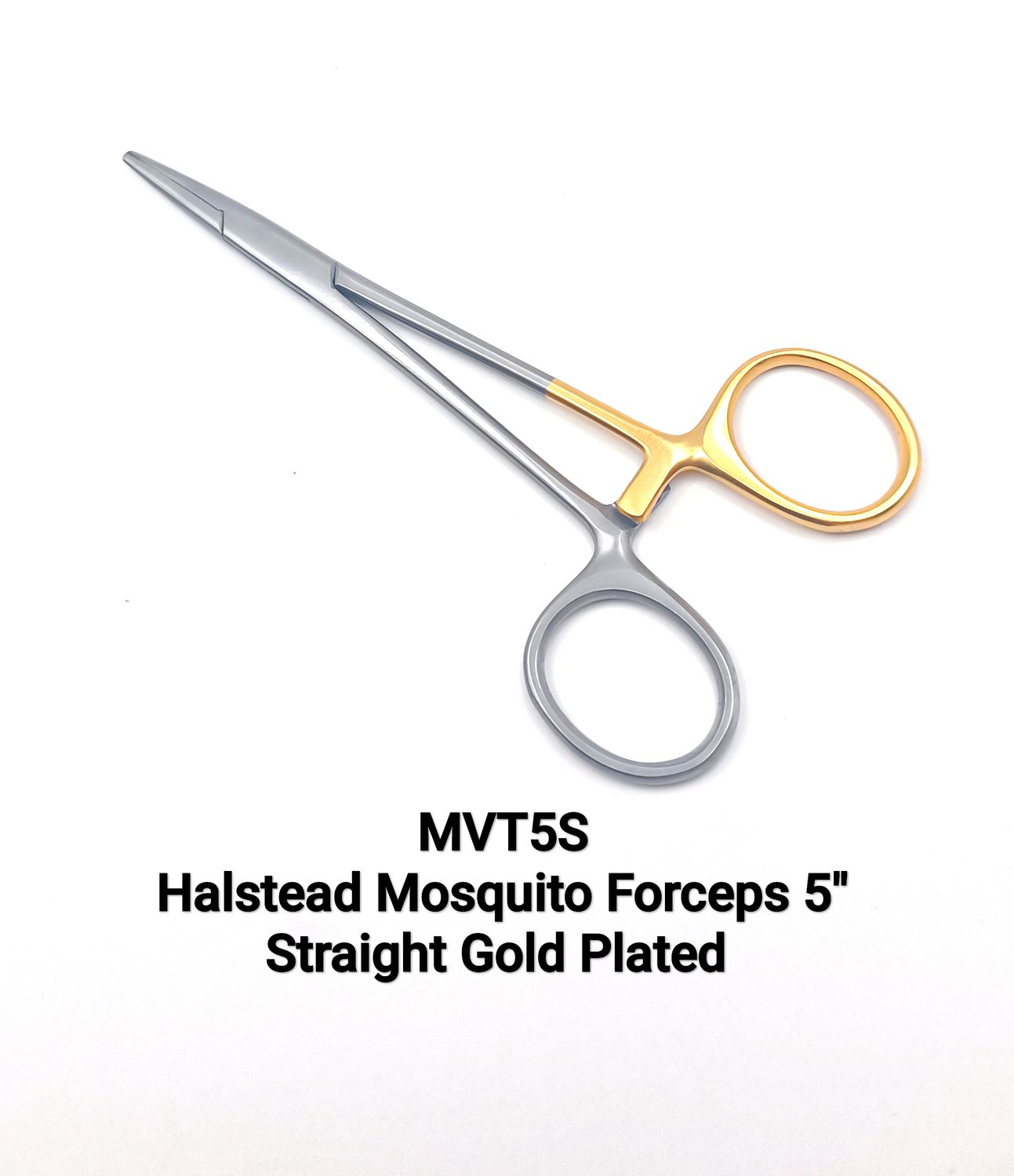 Halsted Mosquito Forceps 5" Straight One Gold Ring