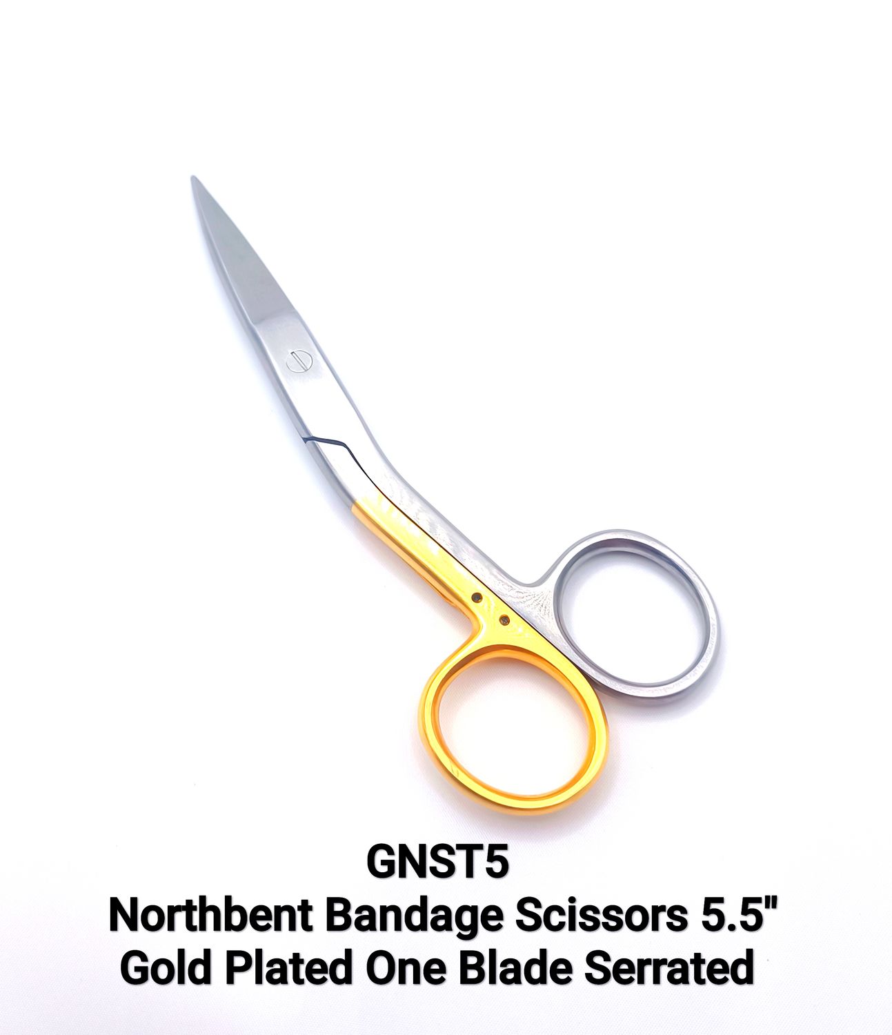 Northbent Bandage Scissors 5.5" One Gold Ring &amp; One Blade Serrated