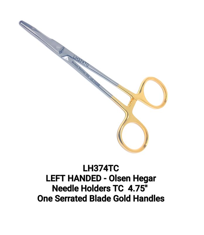 Left Hand Olsen Hegar Needle Holder 4.75" TC Jaws