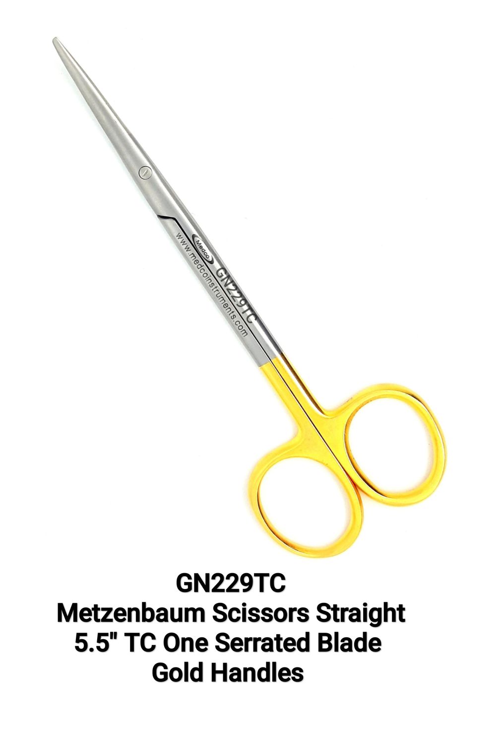 Metzenbaum Scissors 5.5" Straight TC One Blade Serrated