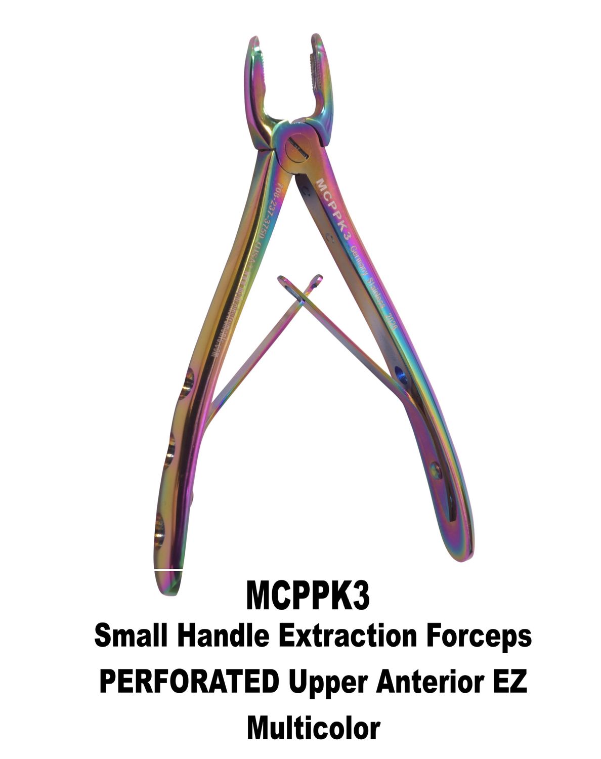 Small Perforated Handle Extraction Forceps Multicolor Upper  Anterior EZ Grip Jaws