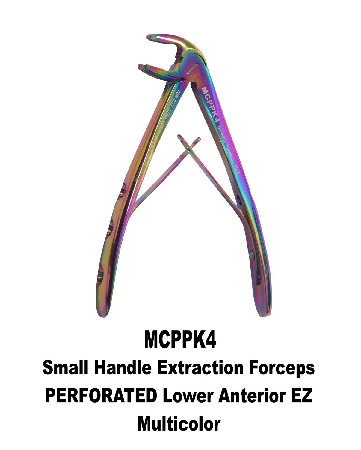 Small Perforated Handle Extraction Forceps Multicolor Lower Anterior EZ Grip Jaws