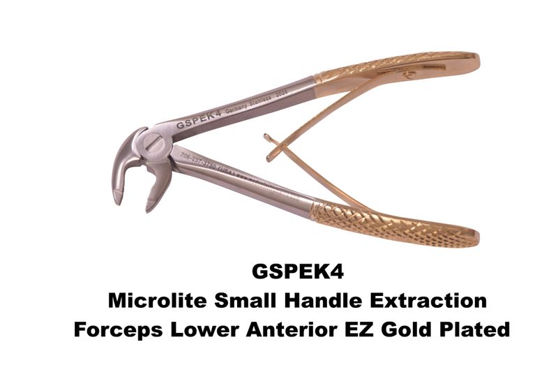 Small Handle Extraction Forceps Lower Anterior EZ Grip Jaws Gold Handles