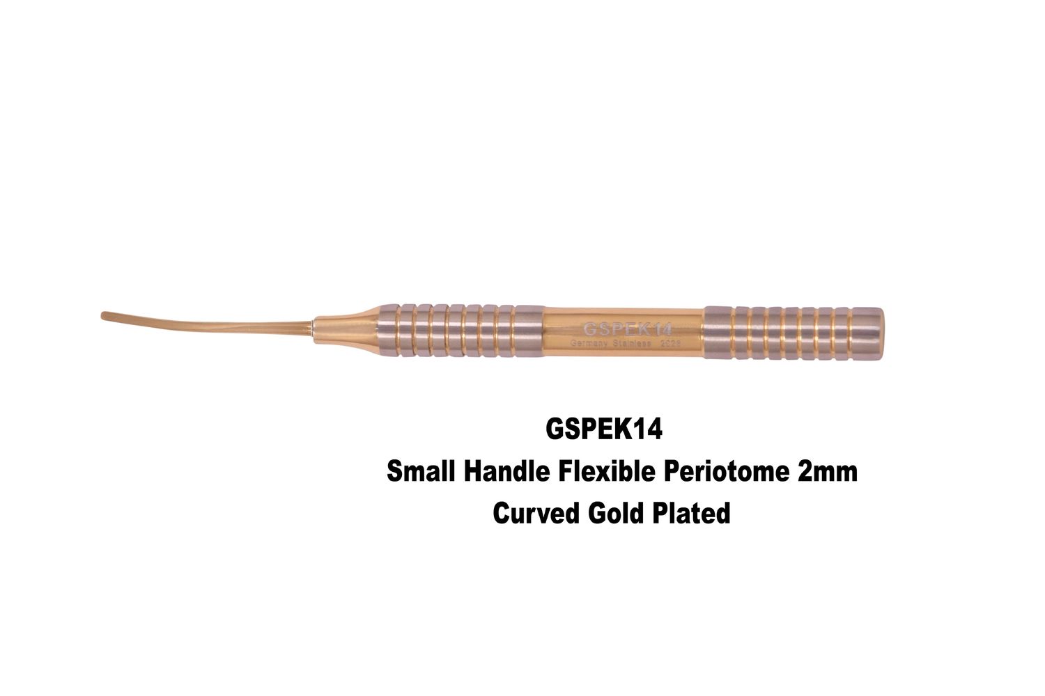 Small Handle Flexible Periotome 2mm Curved Gold Handle