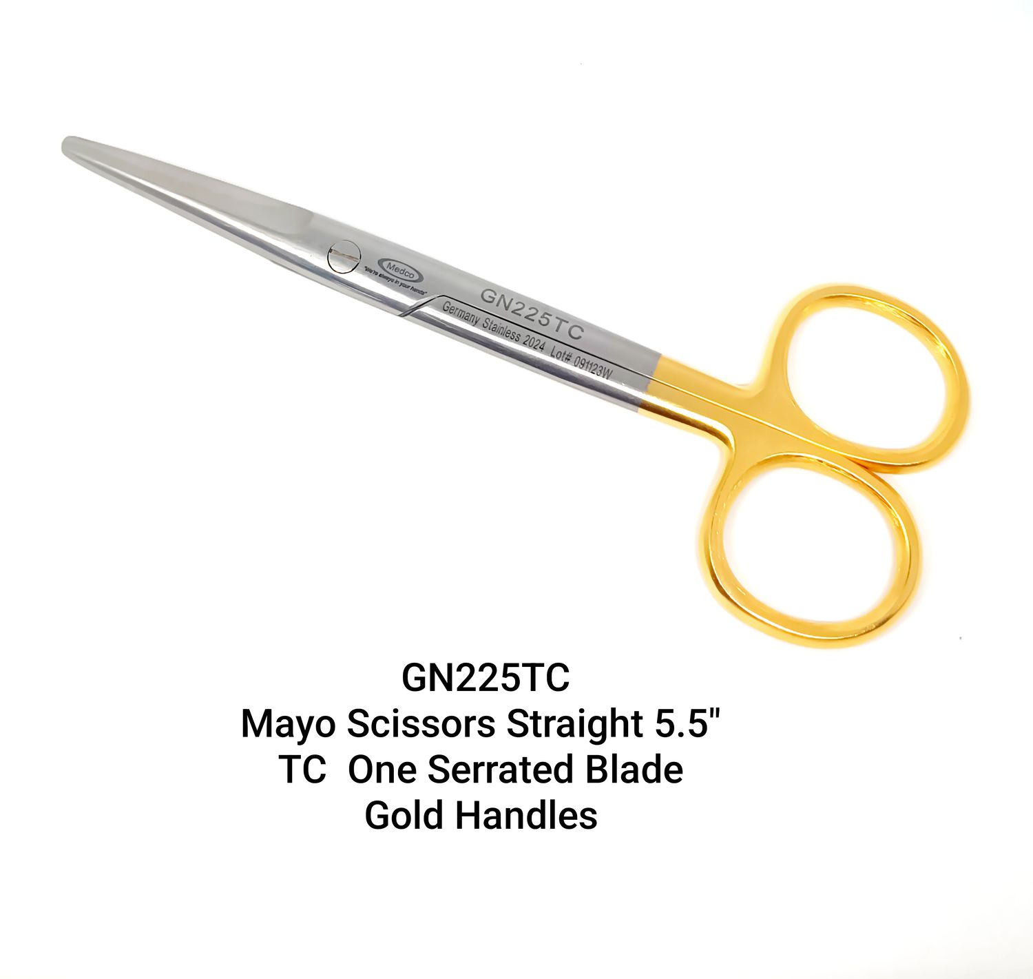 Mayo Scissors 5.5: TC Straight One Blade Serrated