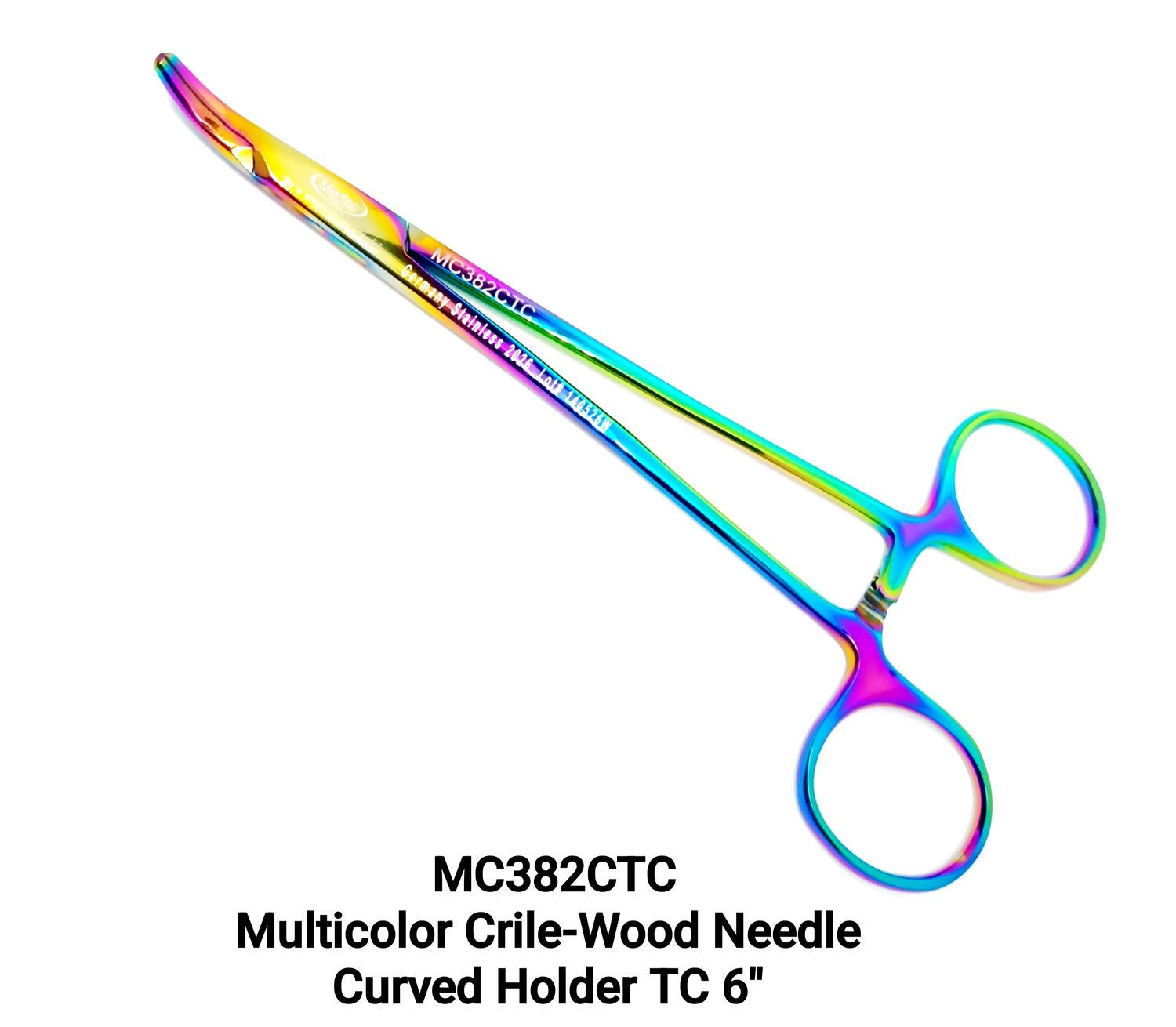 Multicolor Crilewood Needle Holder 6" Curved TC Jaws