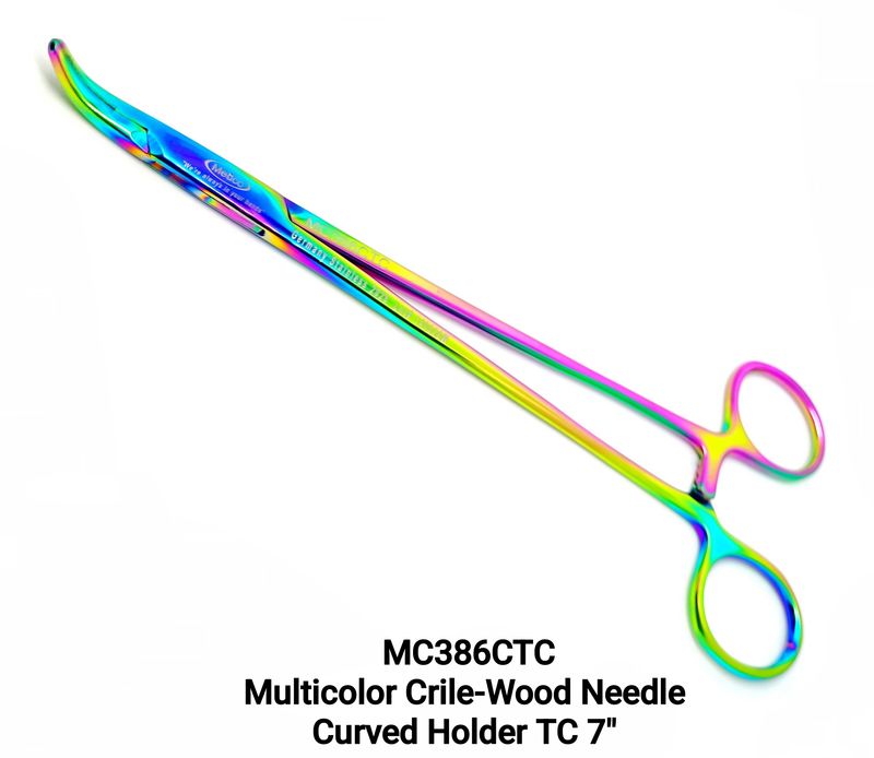Multicolor Crilewood Needle Holder 7" Curved TC Jaws