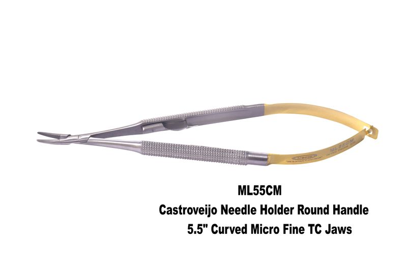 Castro Needle Hoider 5.5" Curved TC FINE Jaws Round Handles