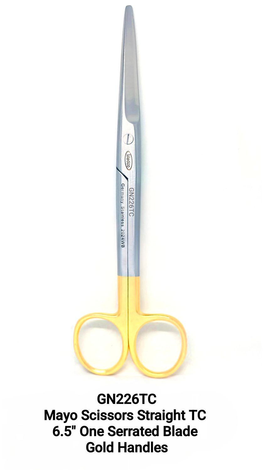 Mayo Scissors 6.5" Straight TC One Blade Serrated