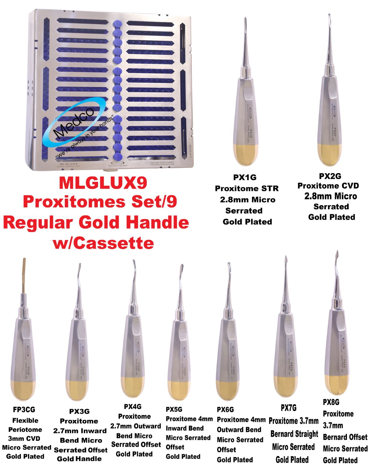 Proxitomes Set/9 Gold Handles with Cassette