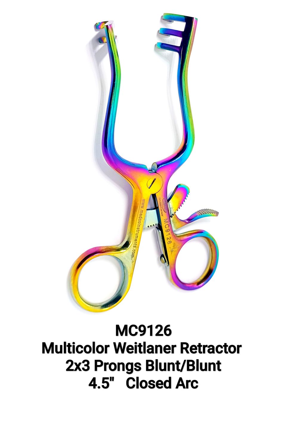 Weitlaner Retractor Multicolor 2x3 Blunt/Blunt 4.5"