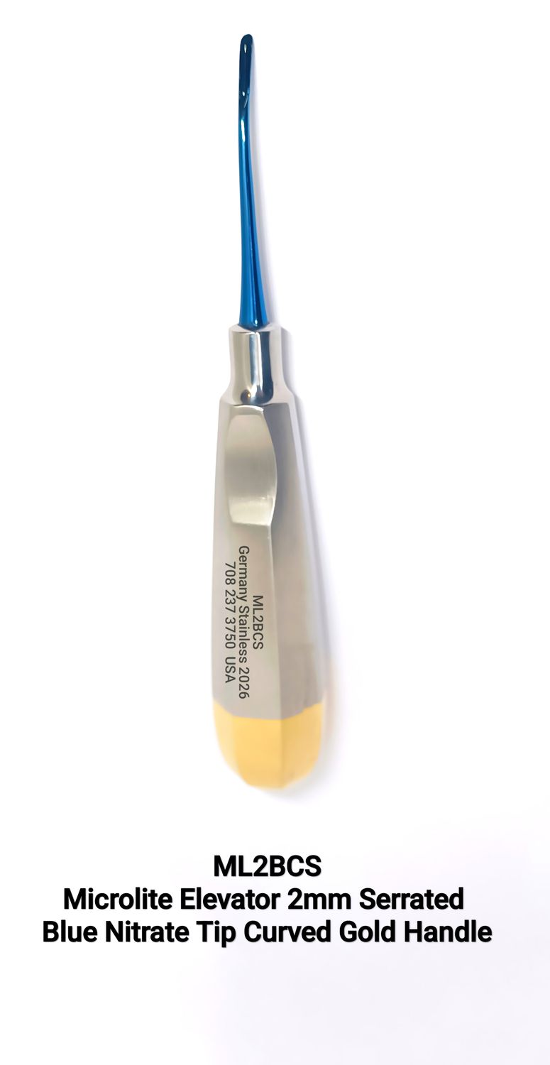 Elevator 2mm Serrated Blue Nitrate Curved Tip