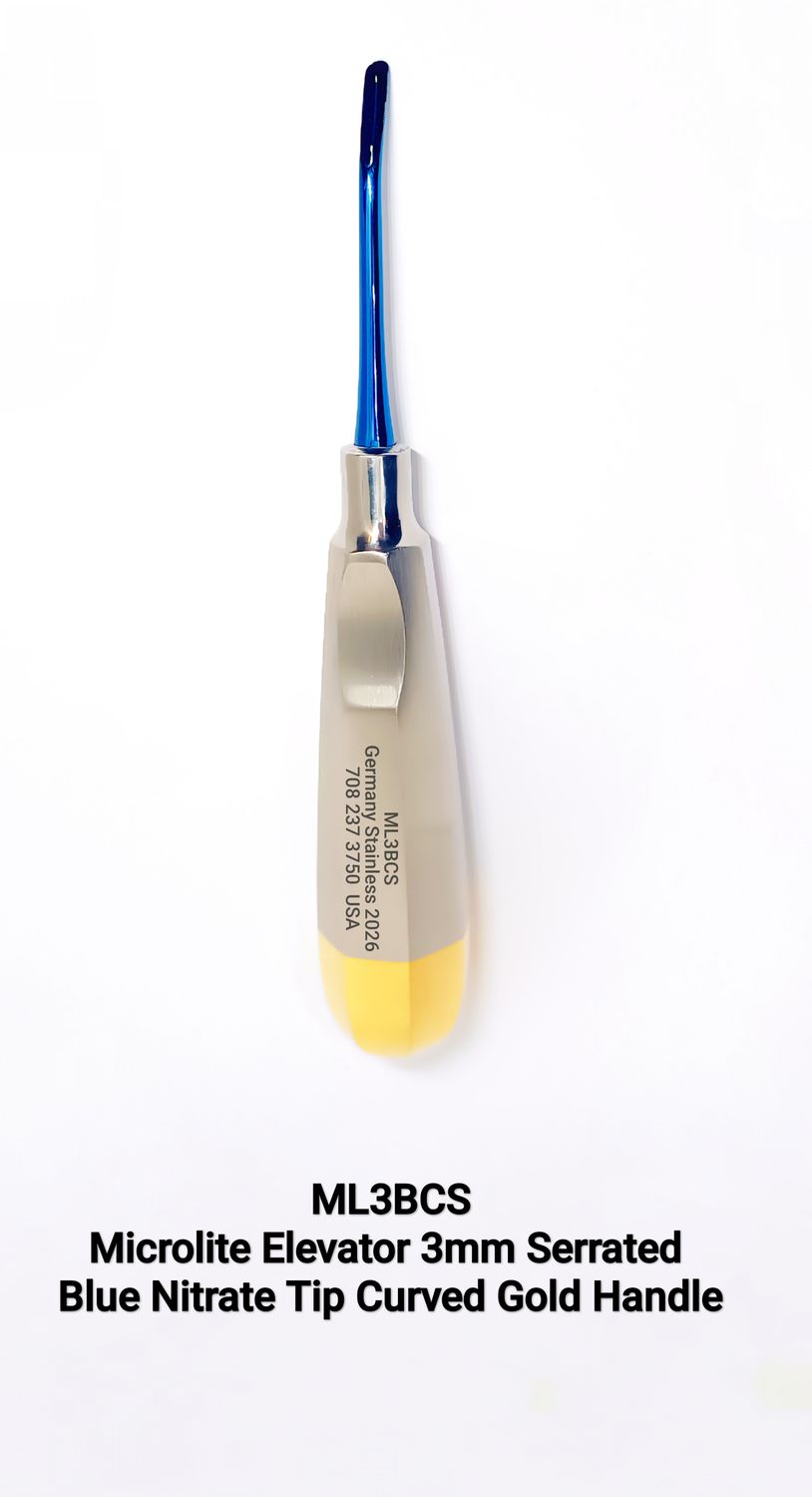 Elevator 3mm Curved Serrated Blue Nitrate Tip