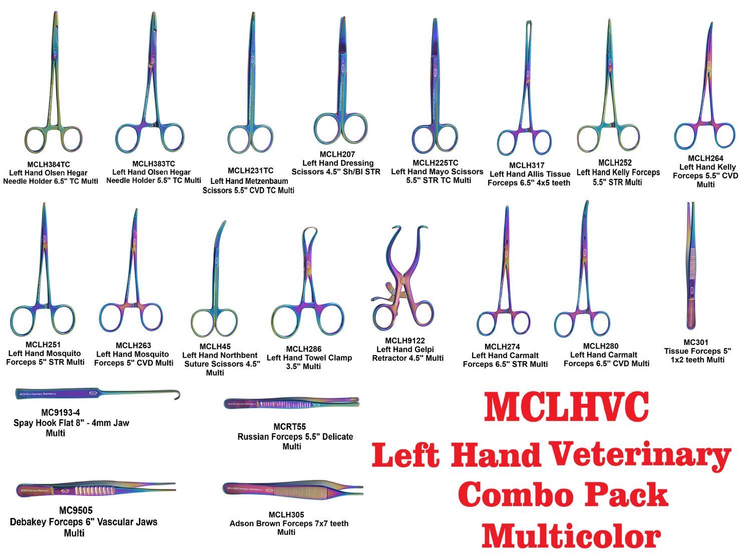 Left Hand Veterinary Combo Pack Multicolor