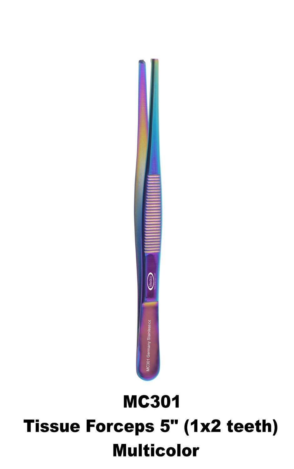 Tissue Forceps 5.5" 1x2 teeth Multicolor