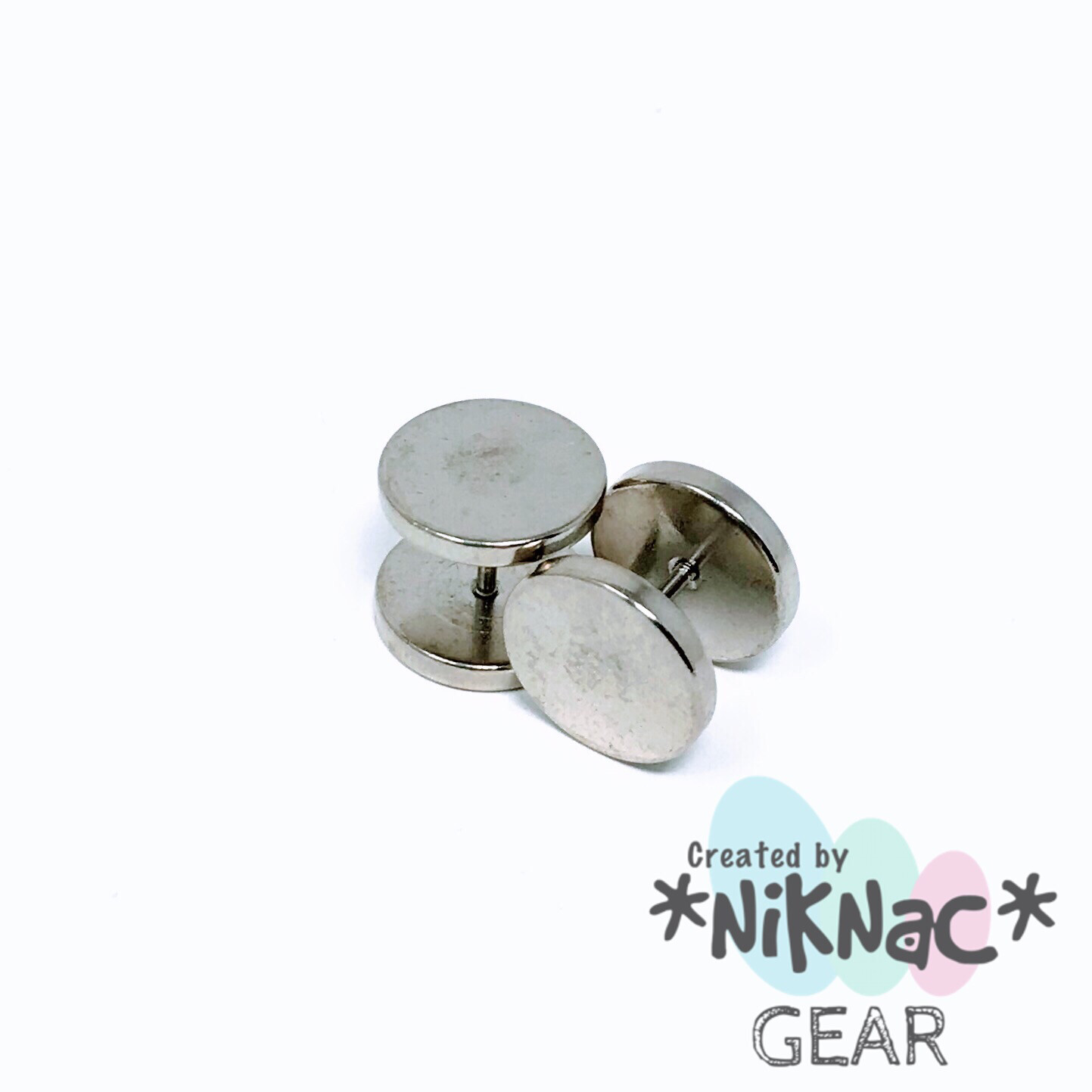 Faux Plug Studs Silver 10mm