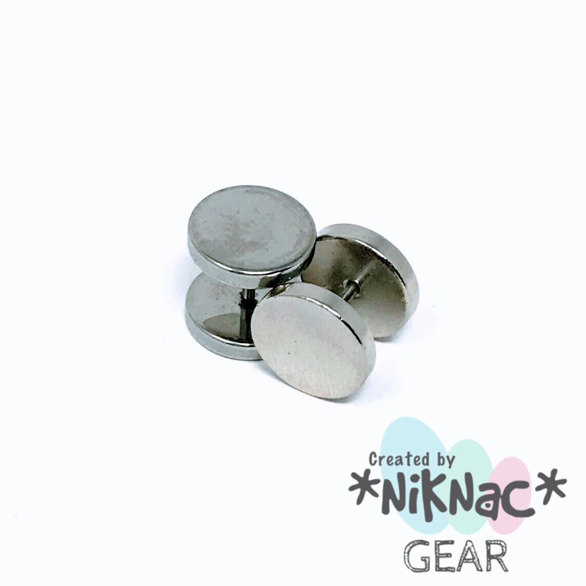 Faux Plug Studs Silver 12mm
