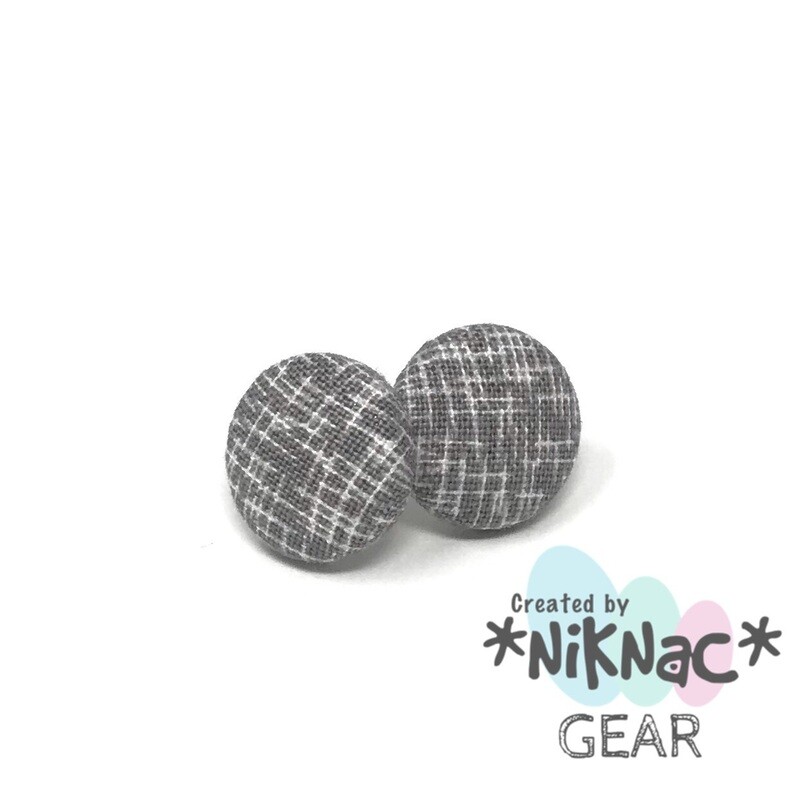 Button Earrings Grey Static