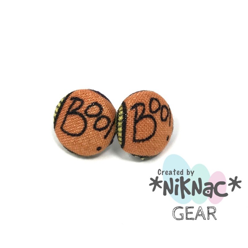 Button Earrings Boo