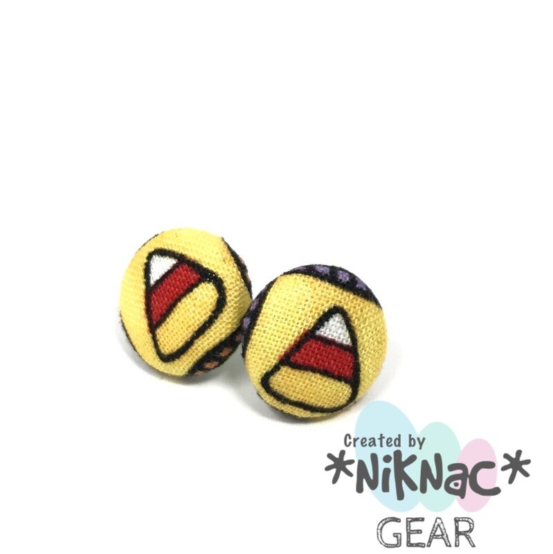 Button Earrings Candy Corn