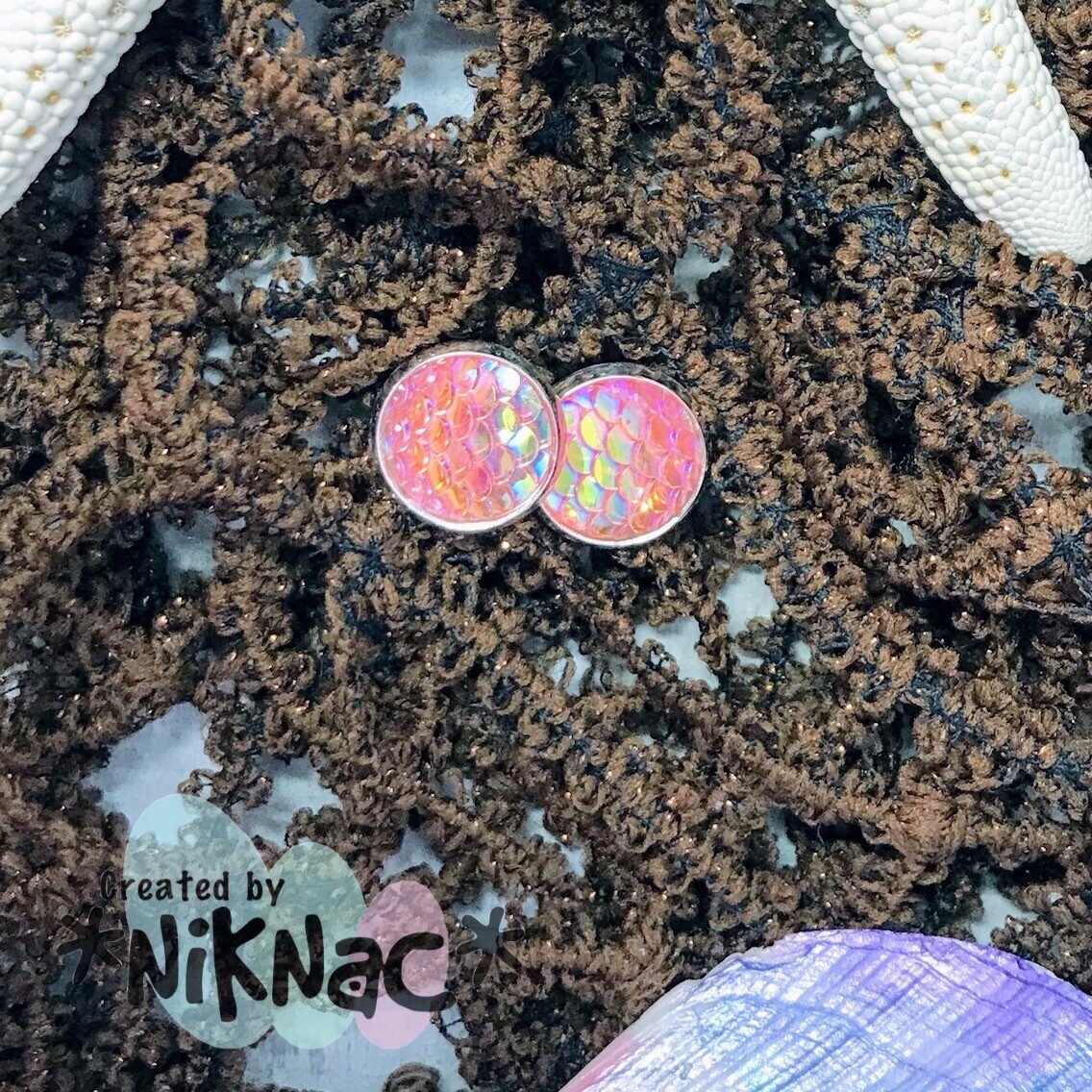 Mermaid Scales Peach &amp; Silver