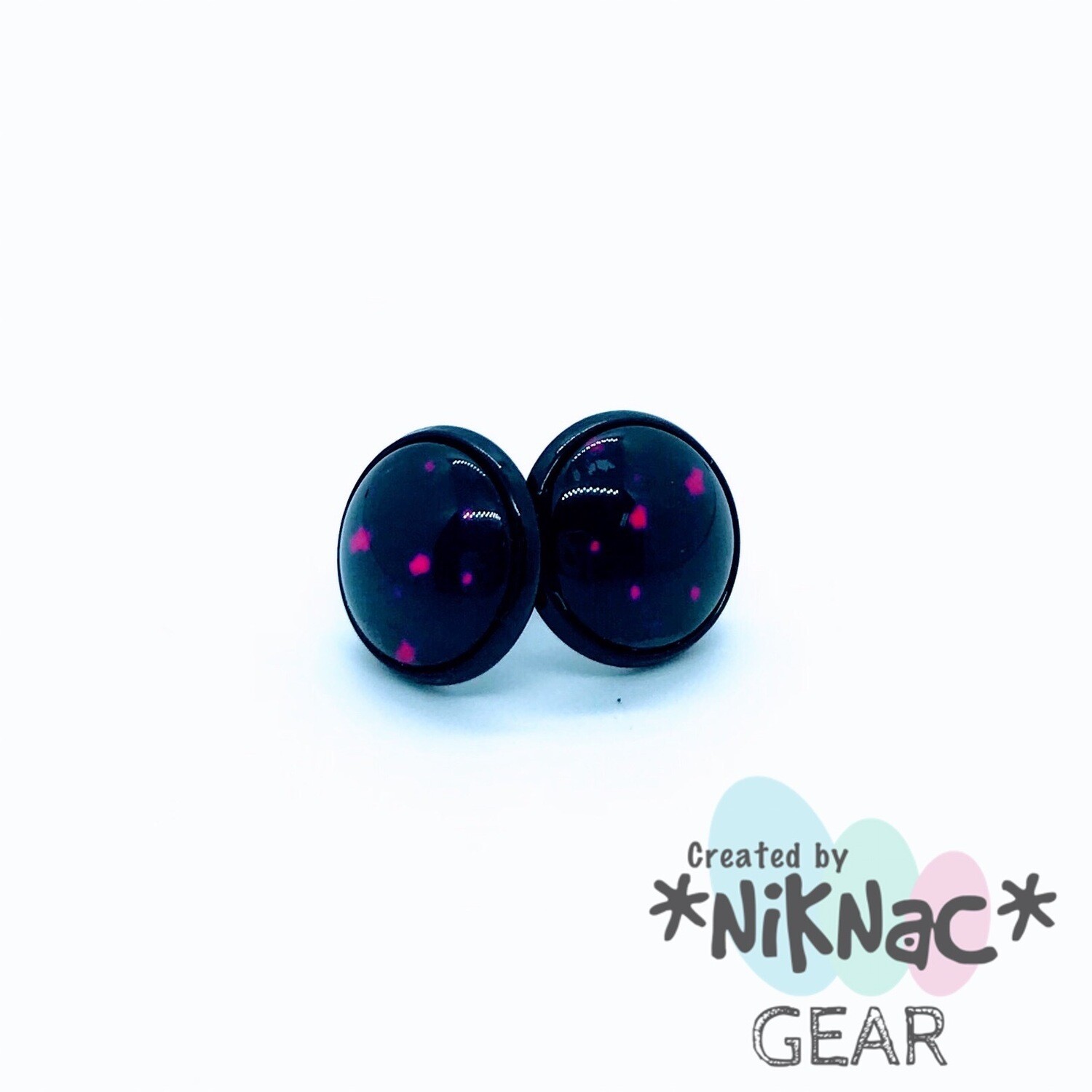 Black &amp; Pink Polka 12mm