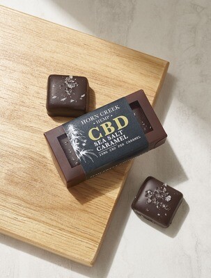 CBD Sea Salt Caramels | 20 mg each, Box Size: Chocolate Enrobed Sea Salt Caramel Box | (2) Piece Box